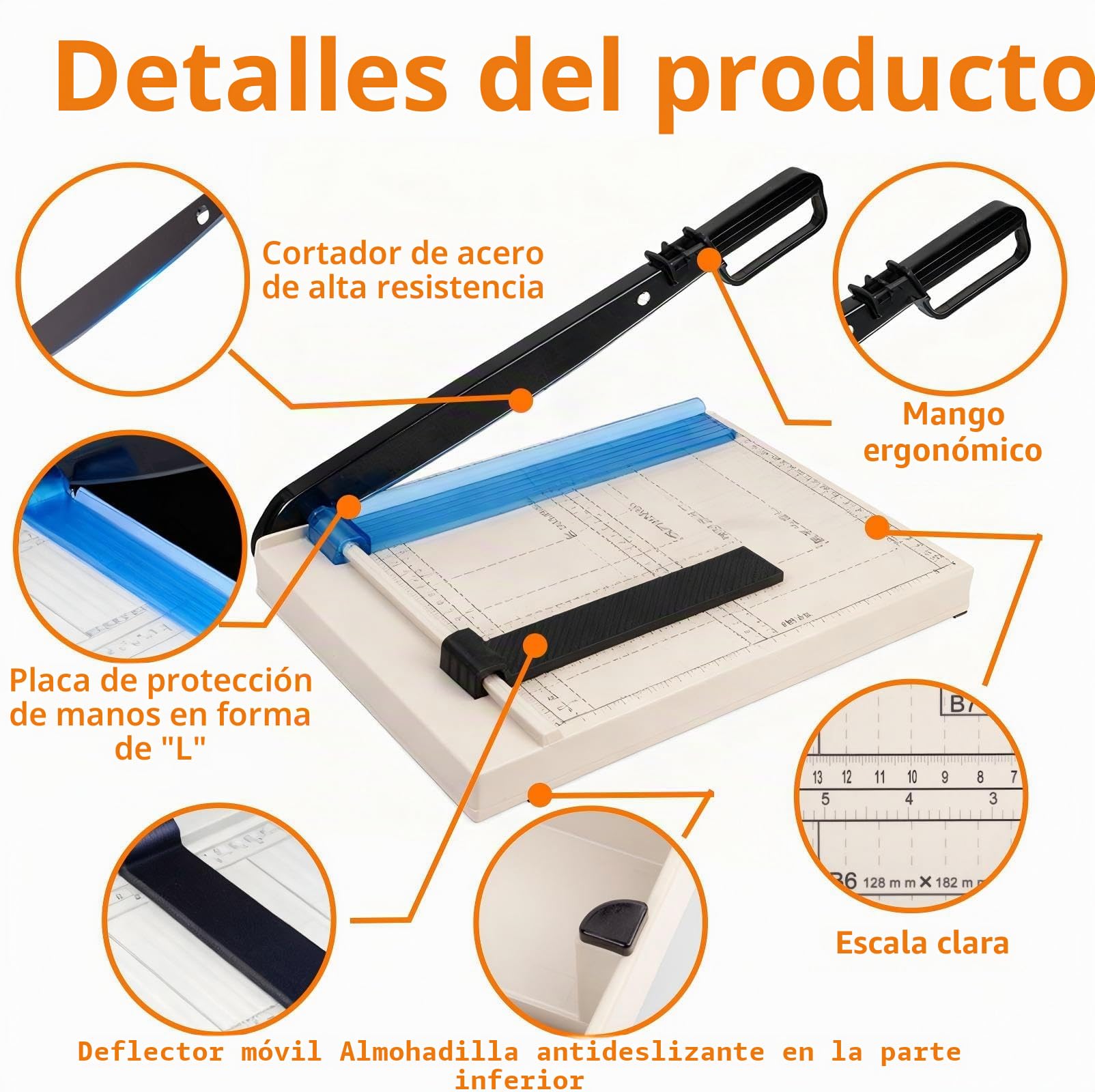 Cortador de Papel Guillotina A4 con Base Antideslizante, Protector Seguridad y Guía Ajustable, Cizalla Paper Manual Palanca Corte Preciso para Hojas De Metal, Cuero, Fotos, cartón & Cardstock
