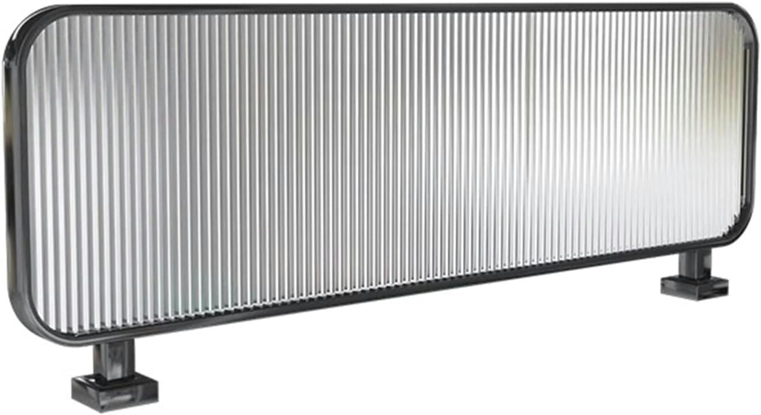 KLGFBDC Striped Glass & Stainless Steel Table Dividers - Restaurant Decorative Partitions, 30x120cm Black Countertop Separator for Dining Areas & Cafes