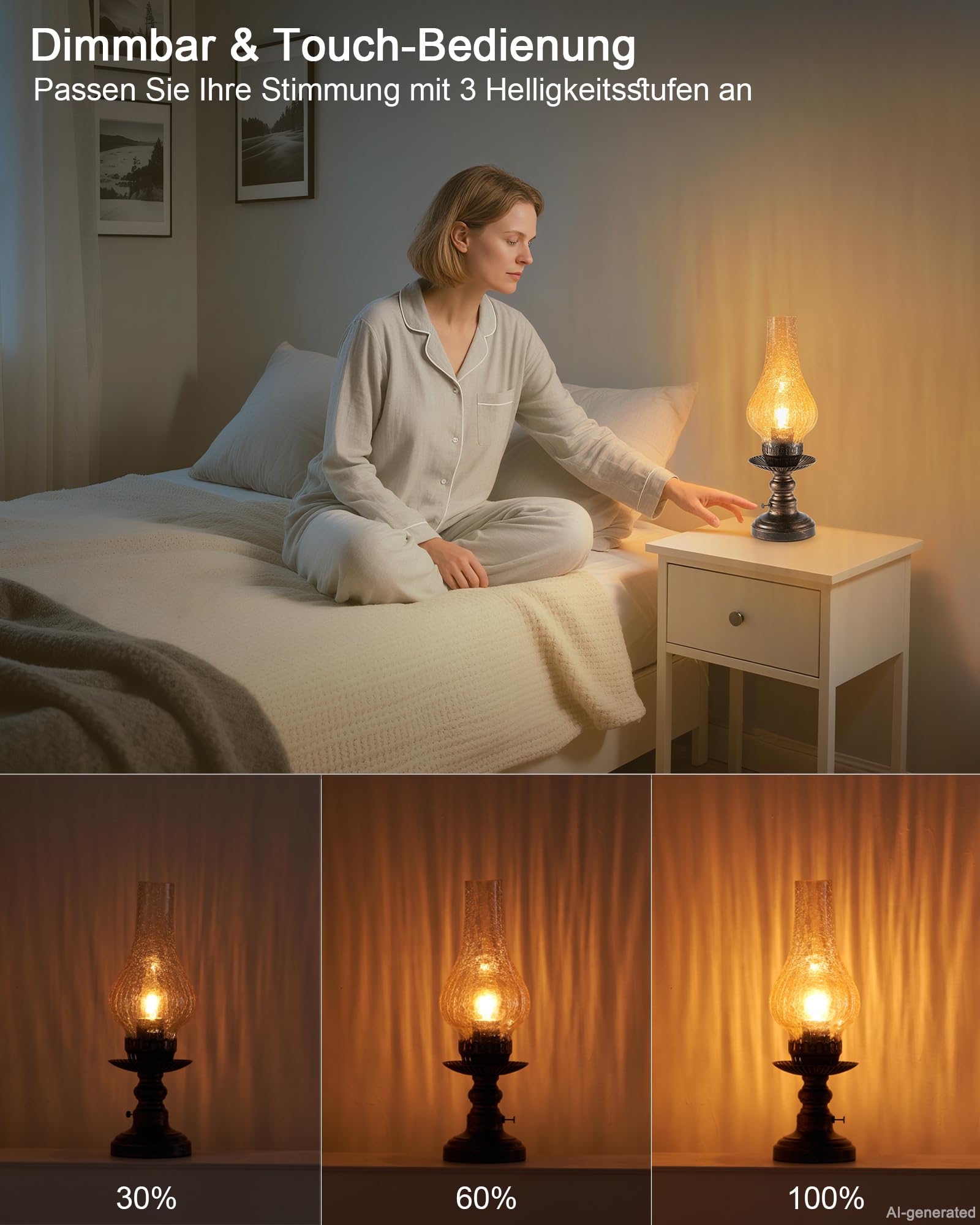 Lampe de table vintage sans fil, sans fil, batterie rechargeable
