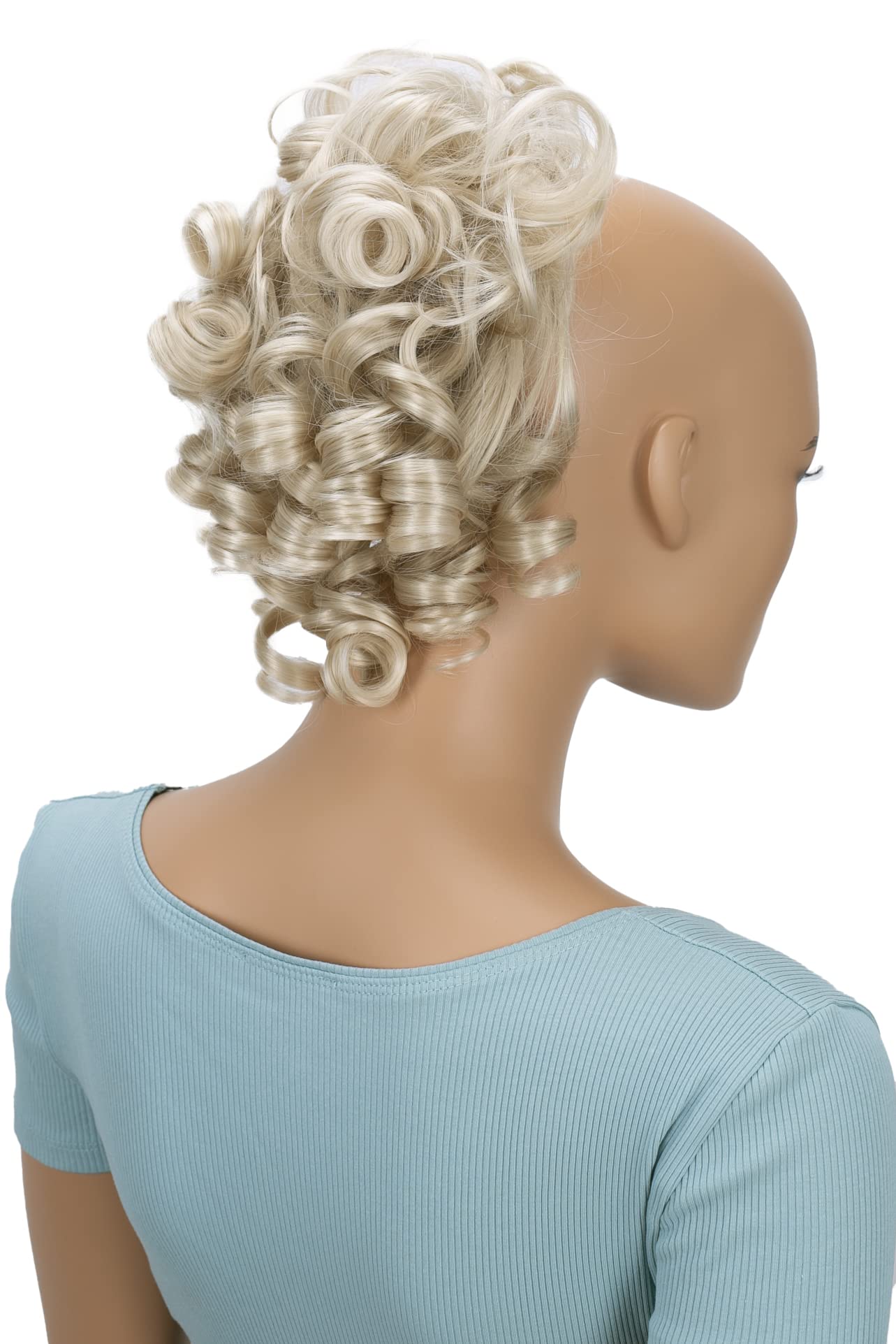 CAISHA Parrucchino Scrunchie Updo Acconciature Voluminoso Ricci Disordinato Bun Biondo Chiaro G5L
