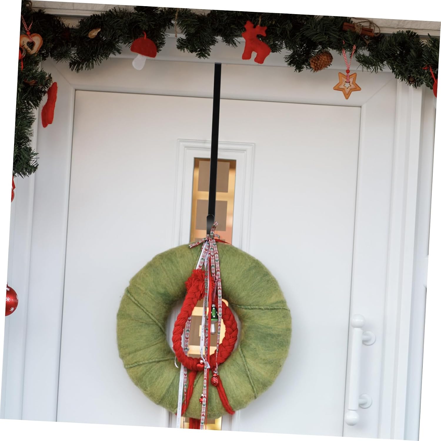 Alipis Double-Sided Christmas Wreath Hanger Over-the-Door Hook Metal Garland Hanging Hook for Front Door Holiday Decorations