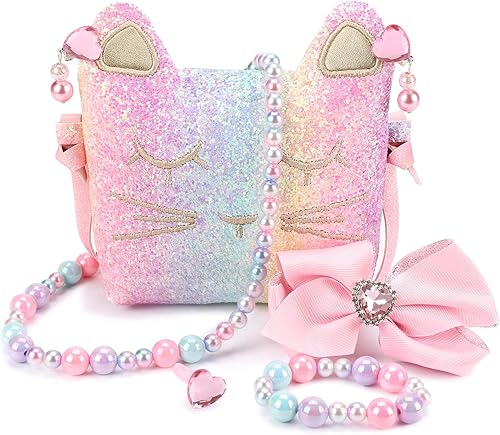 mibasies Bolso para niñas pequeñas, joyería de vestir, juego de simulación, accesorios para niños, regalos de sirena