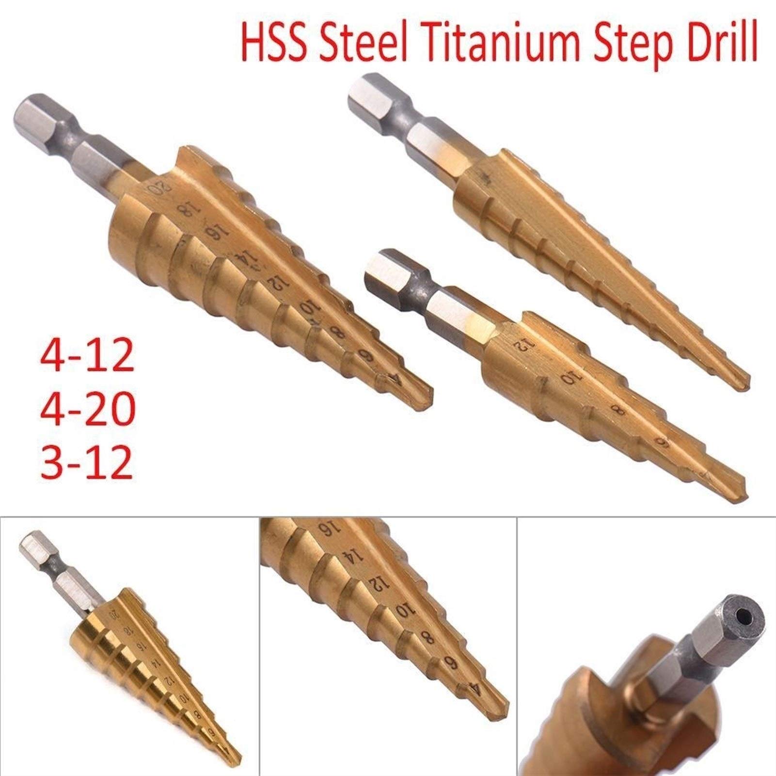 Step Drill Bit Saw Drill Bit Set Titanium 4-12 4-20 4-32mm Wood Metal Hole Cutter Cone Drills Drilling Tool 3 6 8mm Twist Drill - 1420 - View #2