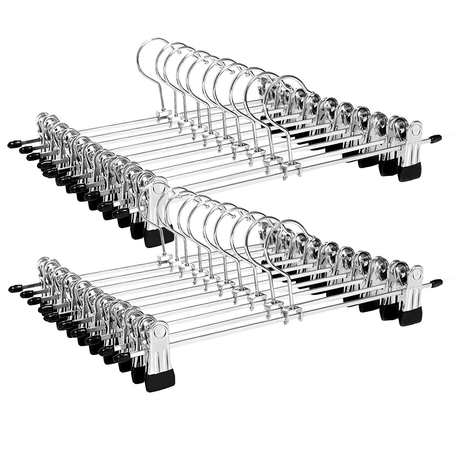 Cintre Pantalon, 50 Cintres à Pinces en Métal avec Antidérapante Clips, Gain de Place, Cintres Porte-Jupe à Crochet Pivotant à 360°, pour Pantalon, Jupes et Vêtements