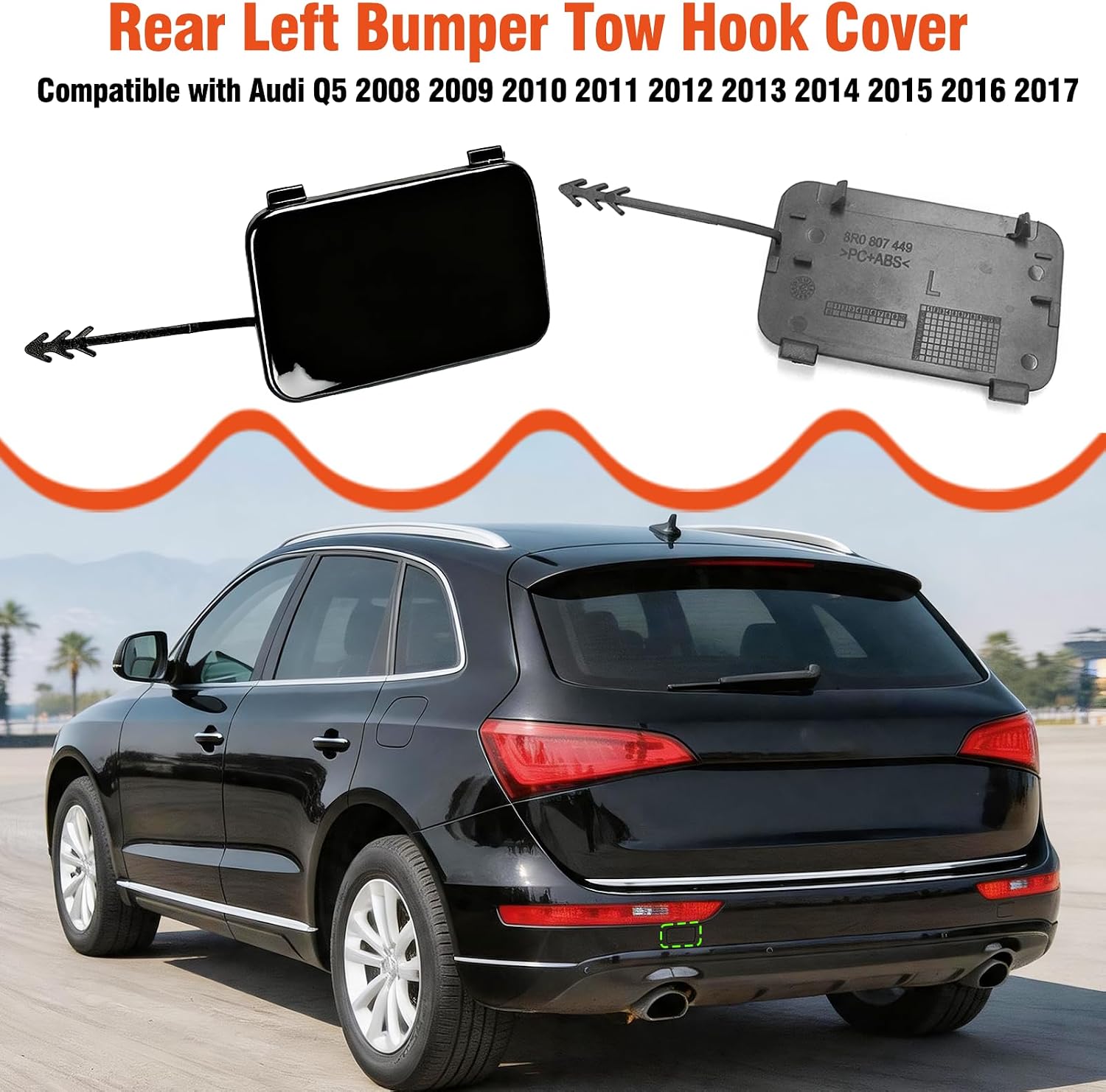 Yumzeco 1PC Compatible with Audi Q5 Rear Tow Hook Cover 2008-2017