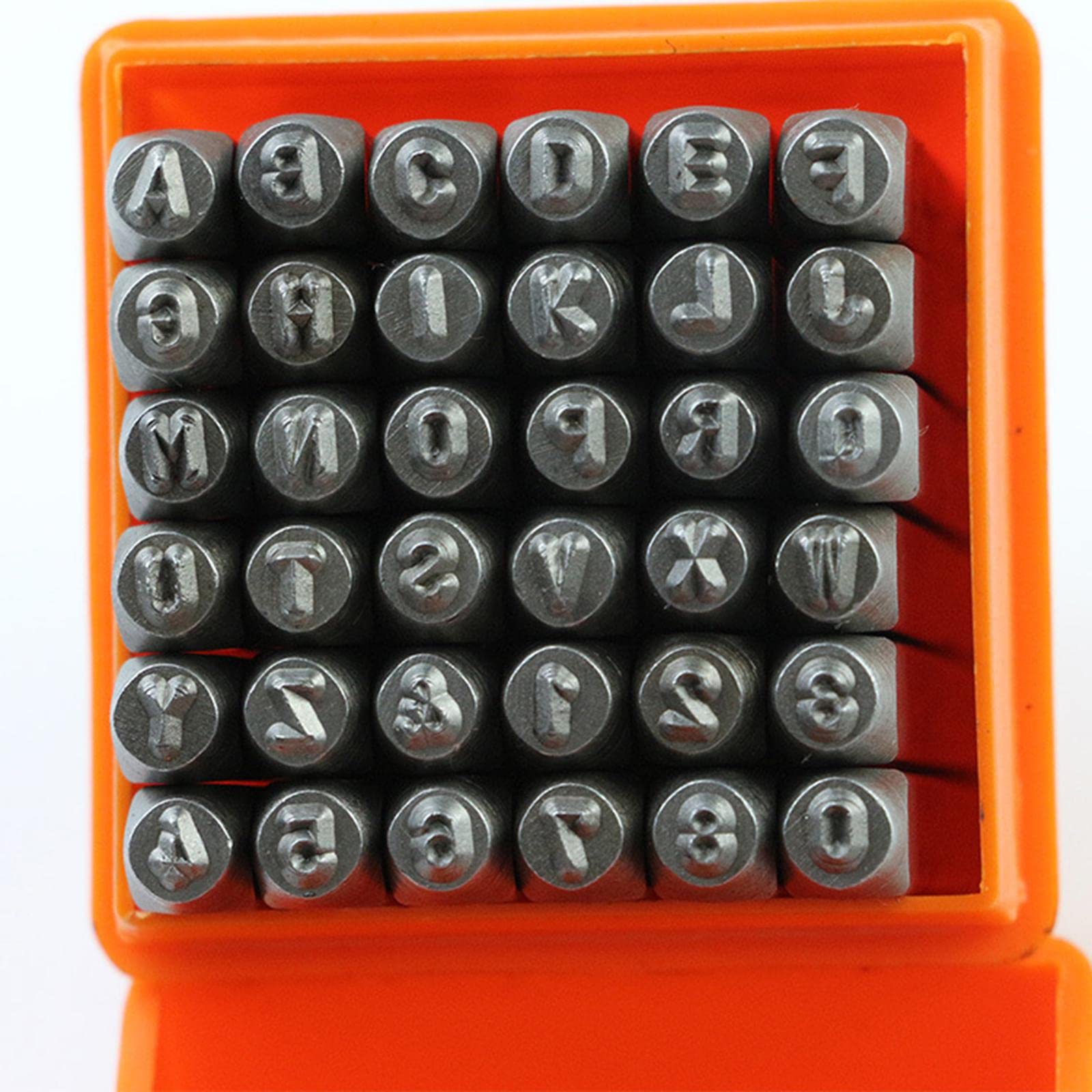 36 Piezas Número Letra Sello Punzón Herramientas para Estampado en Joyería Bolsos Y Relojes Hecho en Acero Resistente Adecuado para Artesanía Personal, 6mm