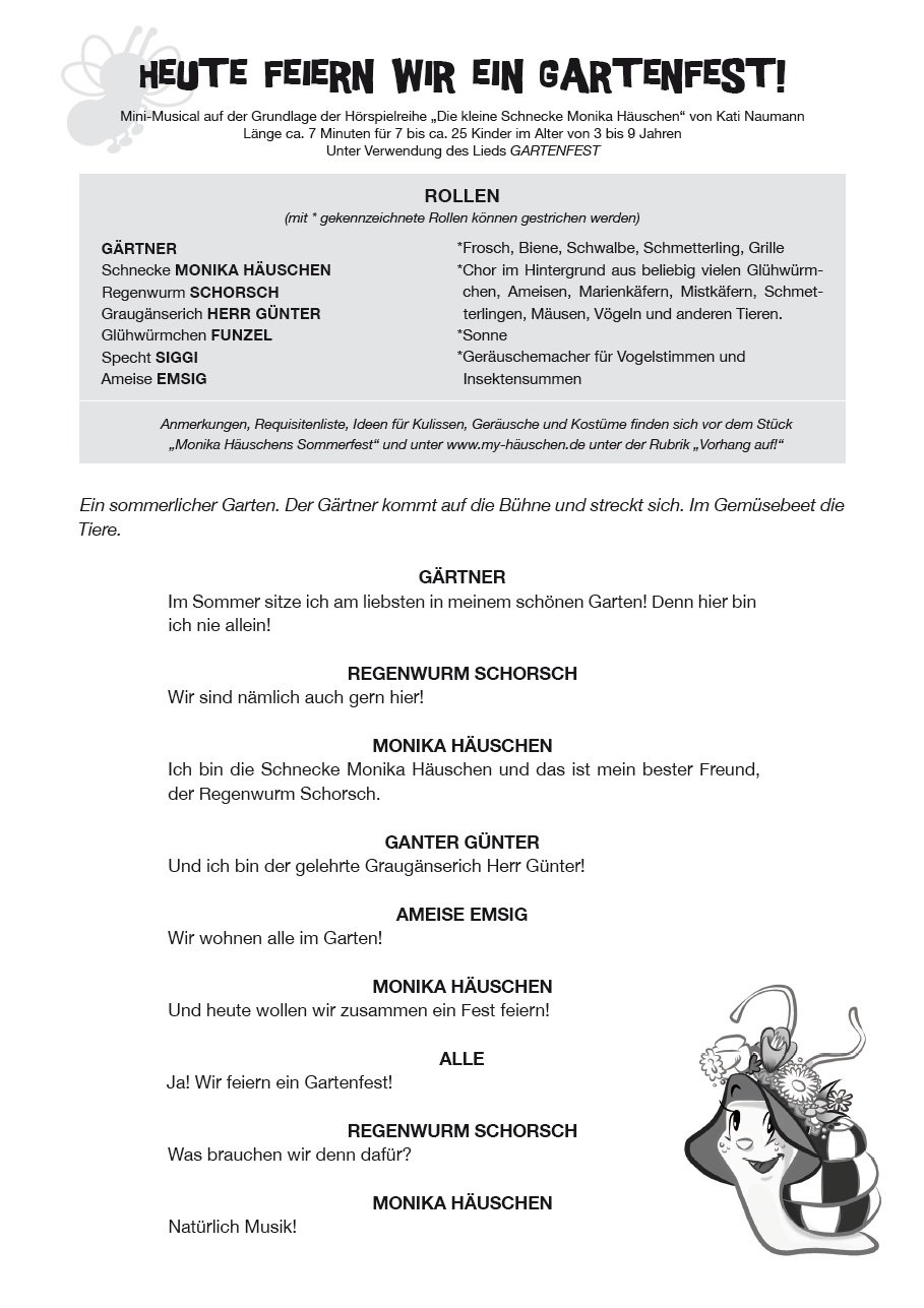 Die Kleine Schnecke Monika Hauschen: Monikas Gartenparty (Auffuhrungsmaterial fur Kindergarten und Grundschulen (Book & CD)): Noten, Songbook, CD für ... für Kindergärten und Grundschulen