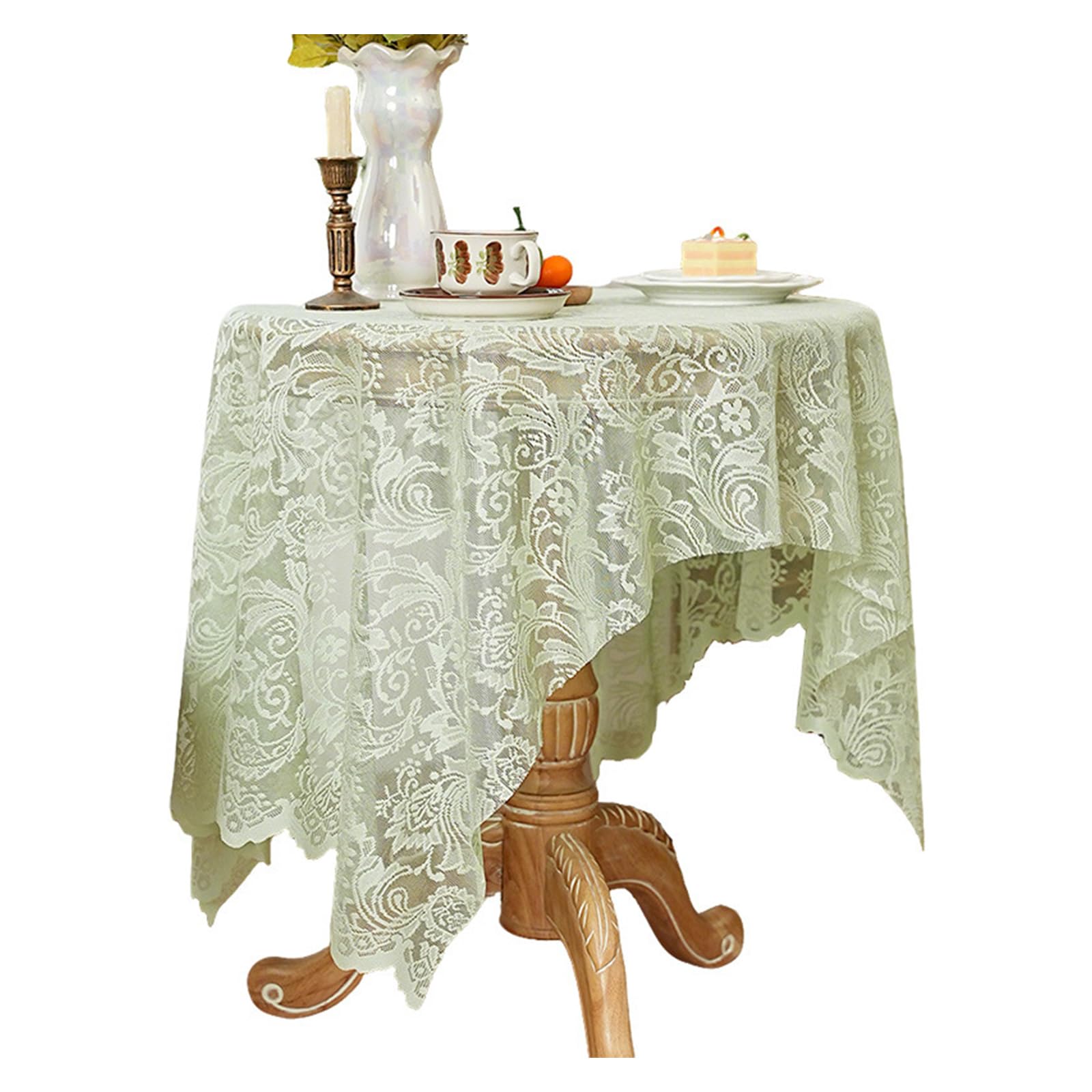 Xinsheinelry Stylish Lace Tablecloth with Intricated Cutout Pattern Durability Wrinkles Resistant Polyester for Home Dining Outdoor Crochet Lace Table Cover