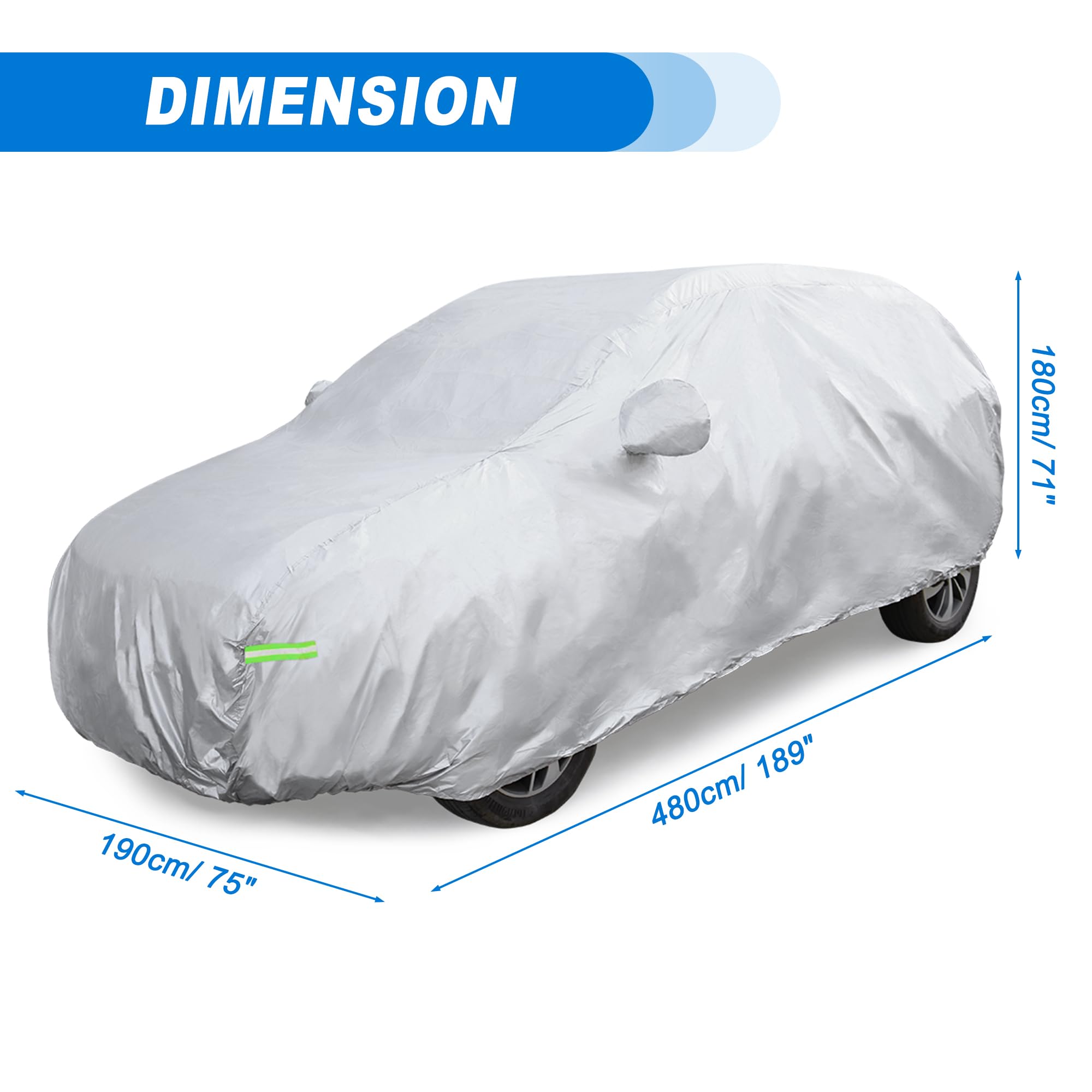 ACROPIX 2XXL Waterproof Car Cover for SUV Cars All-Weather Protection Against Rain Sun Snow Full Exterior Cover with — view 4