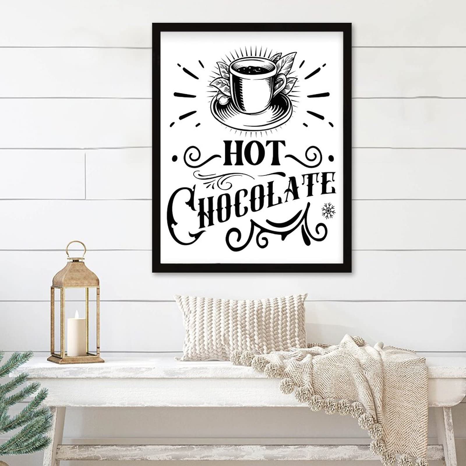 Chocolat chaud panneau de table de motivation noir pour créer un coin café cocooning