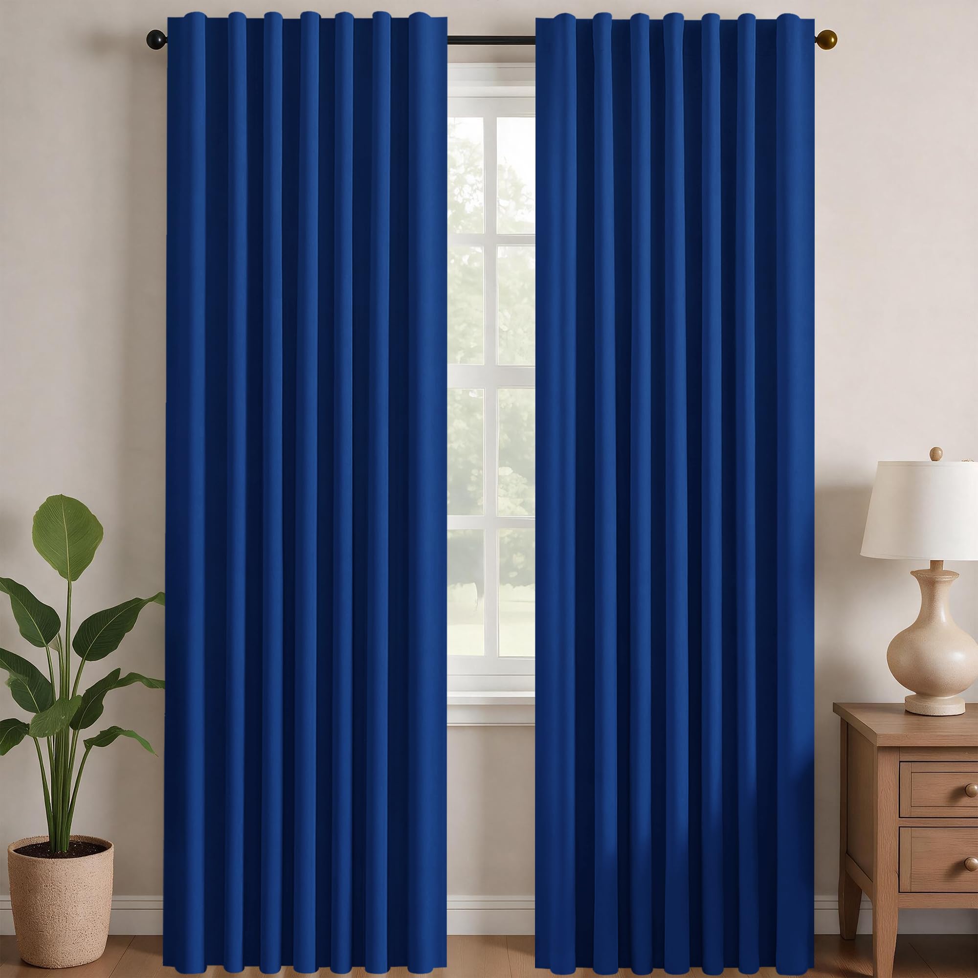 Deconovo Blackout Curtains for Bedroom, Living Room Curtains 84 Inches Long | Back Tab and Rod Pocket Drapes, Thermal Insulated, Room Darkening, Noise Reducing, Window Panels, Royal Blue, 52 x 84 Inch Royal Blue 52"W x 84"L (Pack of 2)
