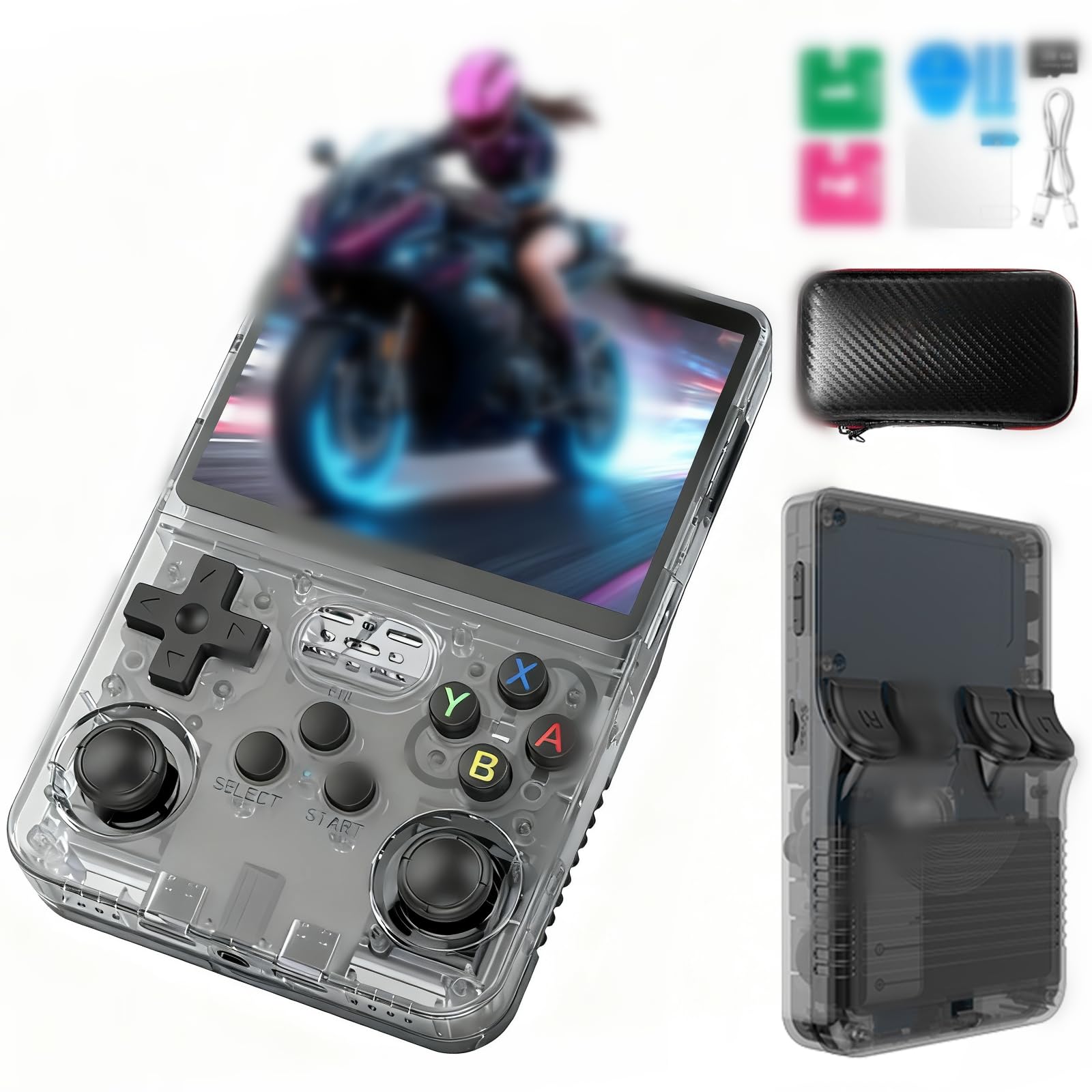 R36S Retro Handheld Spielkonsole，128 G über 40.000 Spiele，Retro Konsole 3,5-Zoll-IPS-Bildschirm，Linux-System，Tragbare Mini-Arcade， unterstützt mehrere Emulatoren (R36s-Grau)
