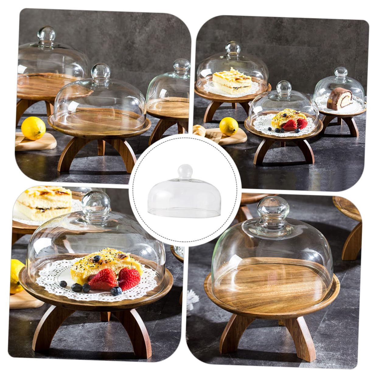 Copertura in Vetro Bianco Tonda per Frutta e Snack, Protezione Robusta per Piatti da Dessert e Frutta, Design Semplice e Raffinato per Uso Quotidiano
