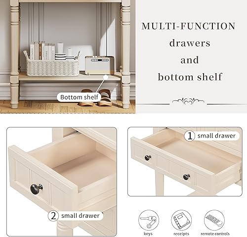 Miniatura 28 de Merax Mesa consola clásica de madera para entrada, pasillo, aparador con cajones de almacenamiento y estante inferior (azul marino) azul marino