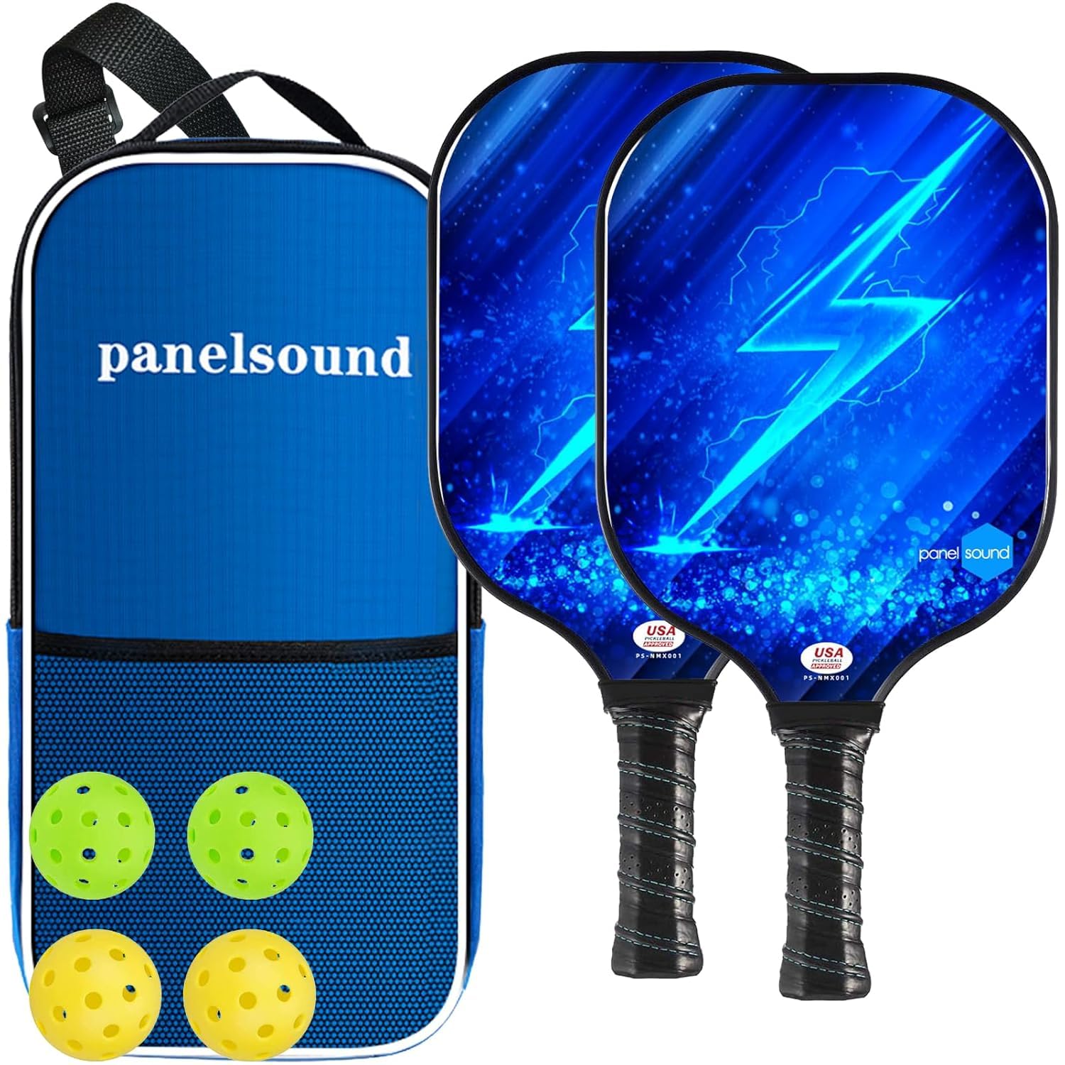 The Autostory Panel Sound Pickleball Paddles Set of 2, USAPA Approved Fiberglass Pickleball Rackets Set Lightweight with 4 Outdoor Pickleballs & 1 Carrying Case (Outdoor Lightning)-picture-16