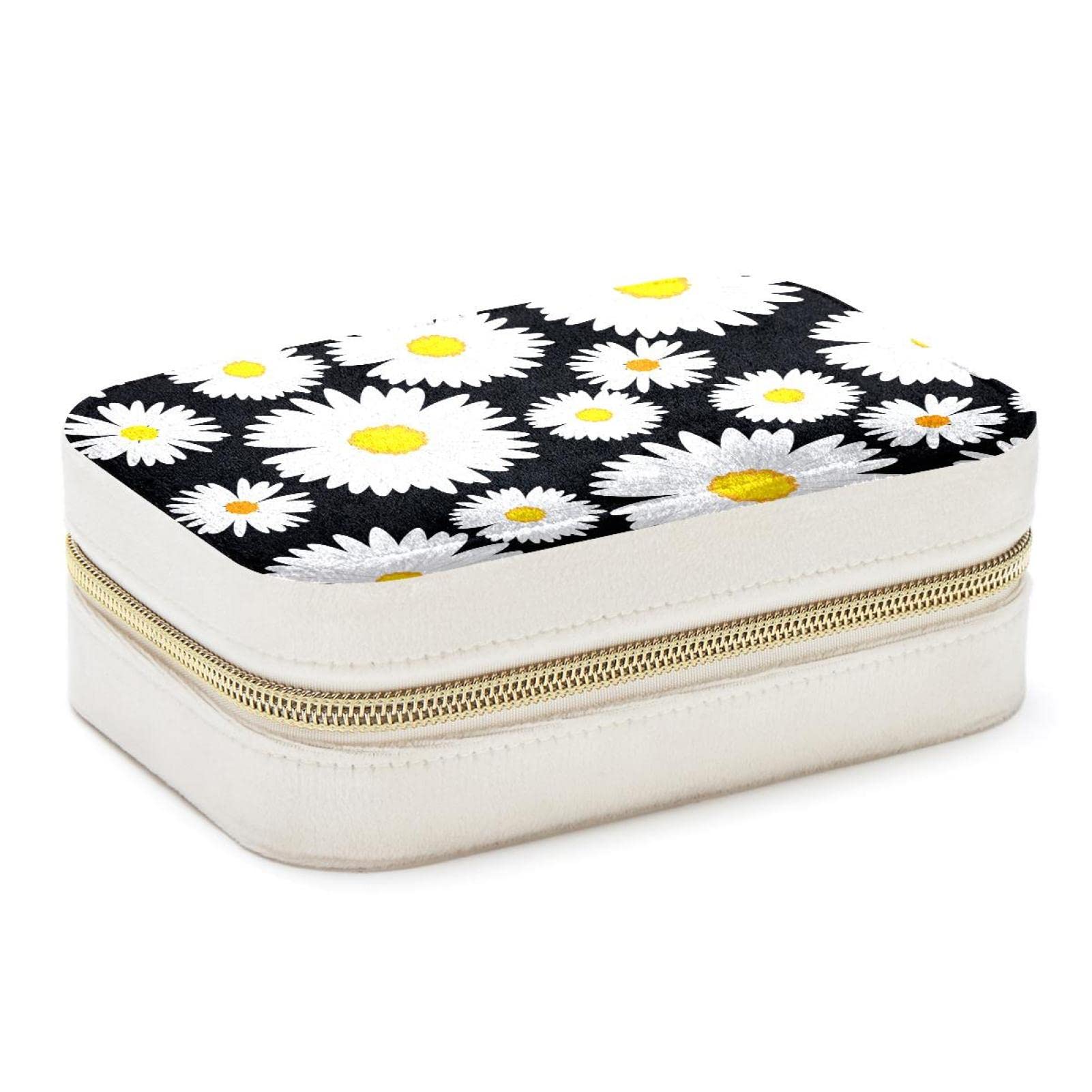 Boîte à bijoux portable marguerite - Rangement bagues, colliers, filles