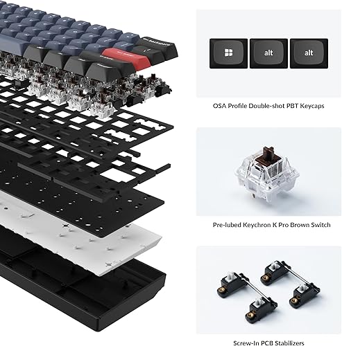 Miniatura 6 de Keychron K12 Pro Teclado mecánico inalámbricocon cable personalizado QMKVIA Macro programable con interruptor K Pro marrón intercambiable en
