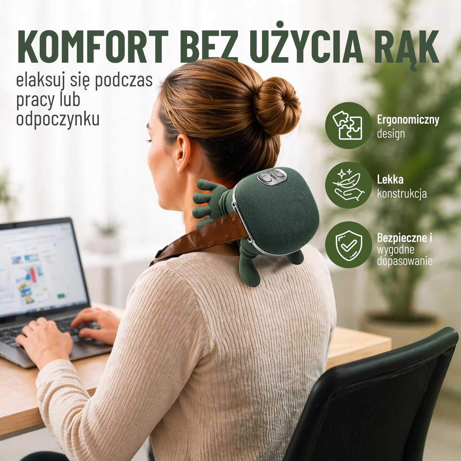 Bezprzewodowy masażer szyi, szyi i szyi, masaż dłoni 4D, 3 poziomy i 2 poziomy temperatury, masaż szyi z ogrzewaniem, prezenty dla rodziny i przyjaciół