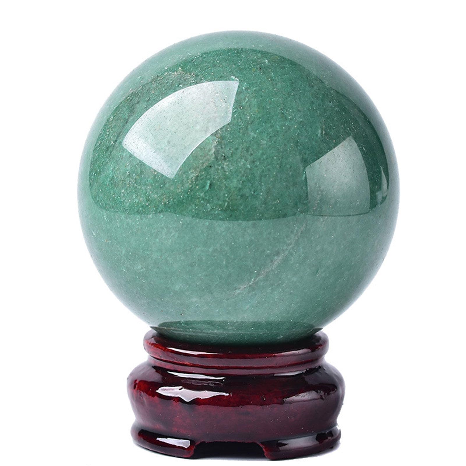 RVBLRDSE Green Crystal Ball with Stand Gemstones Sphere Sculpture Figurine Ornament for Feng Shui Decorative Divination,2" Dia Gemstone Stone