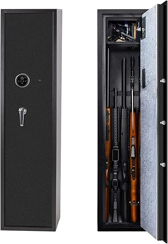 Caja fuerte biométrica para rifles cajas fuertes grandes para rifles y escopetas almacenamiento de 5 armas de acceso rápido con caja de cerradura de