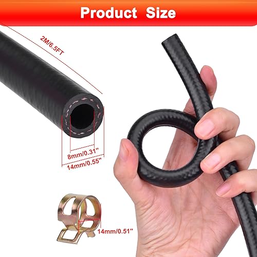 Miniatura 3 de YS-TM Kit de línea de combustible, manguera de vacío de línea de combustible de 6.5 pies y 516 pulgadas + 20 abrazaderas de manguera para mini moto,