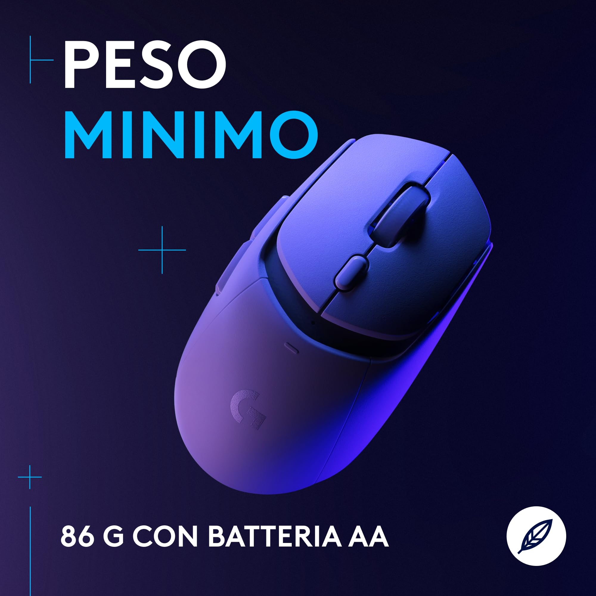 Logitech G G309 LIGHTSPEED Mouse gaming wireless leggero, interruttori ibridi LIGHTFORCE, sensore HERO 25K, oltre 300 ore con batteria AA, 6 pulsanti programmabili, PC e Mac - Bianco