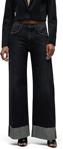 Hudson Women's Jodie Wide Leg, Milano Noir Cuff, 33