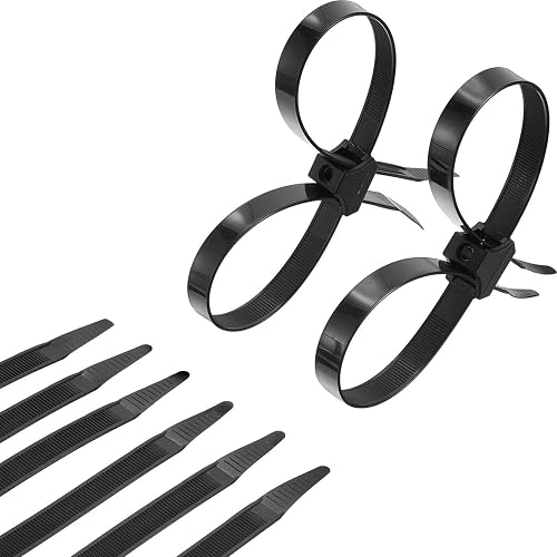 Boao 20 Pcs 10 x 0.5 Inch Zip Ties Double Sided Cable Ties Disposable Heavy Duty Zip Wraps Nylon Restraints - 20 - Black - 10 x 0.5 Inch