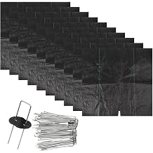 10 Pack Barrier Landscape Fabric Mats for Trees, Black PP Ground Cover Mulch Mat with 50 Pegs, Grass Control for Garden Flower Bed Orchard60cm