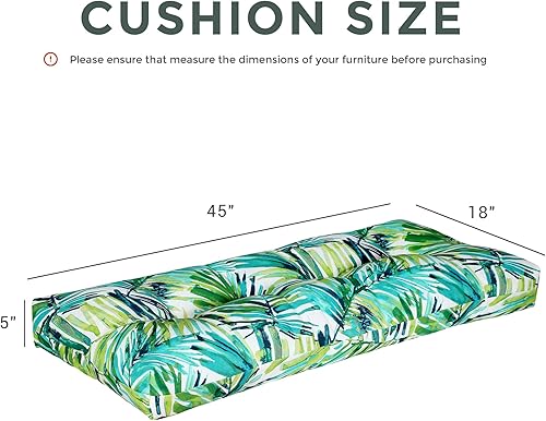 Miniatura 3 de Magpie Fabrics Cojín de banco para interiores y exteriores, 45 x 18 pulgadas, antideslizantes, copetudo, cojín de asiento largo copetudo, cojín de