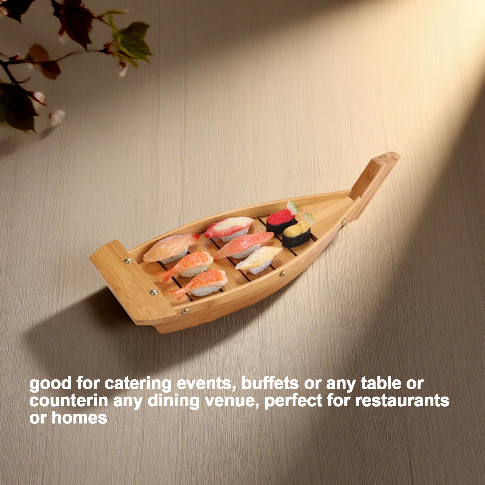 Nave per Sushi in Bambu Ecologico, Superficie Laccata di Grado Alimentare, Tagliere Artigianale Perfetto per Ristoranti, Eventi di Catering e Pranzi Domestici