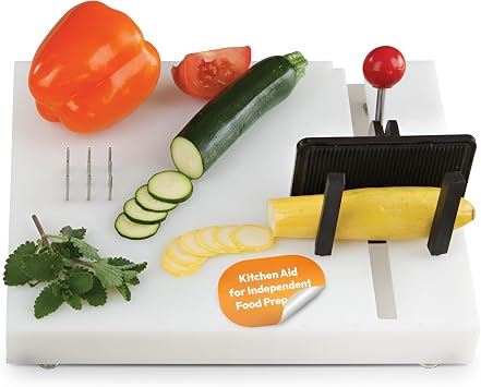 Etac Fix Preparation Board One Handed Adaptive Cutting Board for Easy Food Prep, Non-Slip Base with Suction Feet, Stainless Steel Spikes & Adjustable Jaws for Secure Cutting, Grating, Peeling