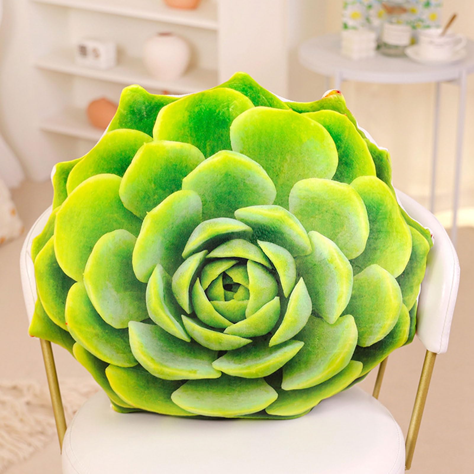 Almohada grande 3D para decoración del hogar, cojín decorativo con forma de planta suave, cojín tatami para decoración del hogar, dormitorio, sala de estar, sofá, oficina (verde, 75 cm)