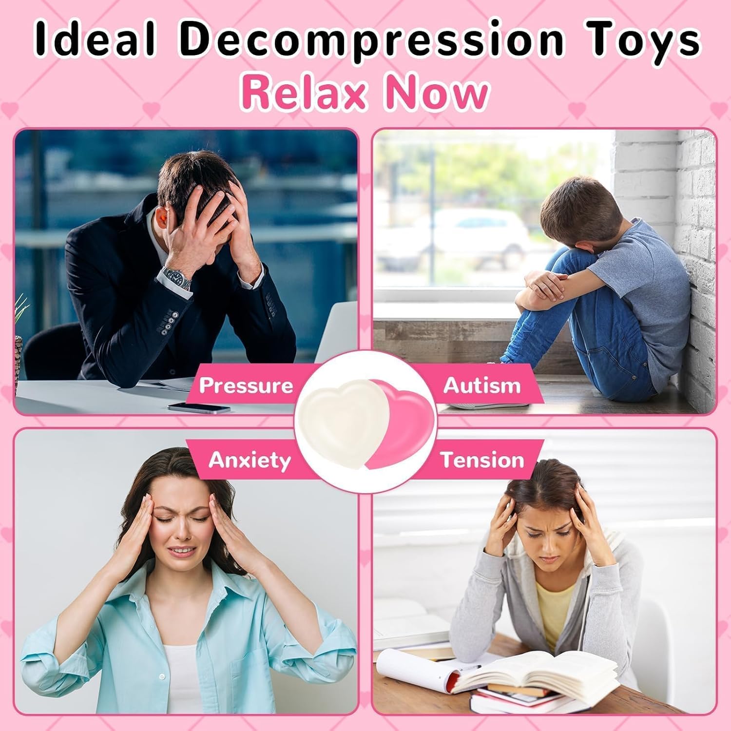 色が変わるラブハートシュガーボールハートストレスボール2個。ラブシェイプ。フィジェット感覚おもちゃ。ストレス解消。スクイーズギフト。