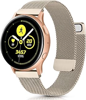 سوار معدني ستانلس ستيل بتصميم شبكي مقاس 20 ملم متوافق مع ساعة سامسونج جالاكسي اكتيف او اكتيف 2 مقاس 40 ملم / 44 ملم وجير سبورت او S2 كلاسيك او جارمين فيفو اكتيف 3 او ووتش 3 مقاس 41 ملم, 20mm