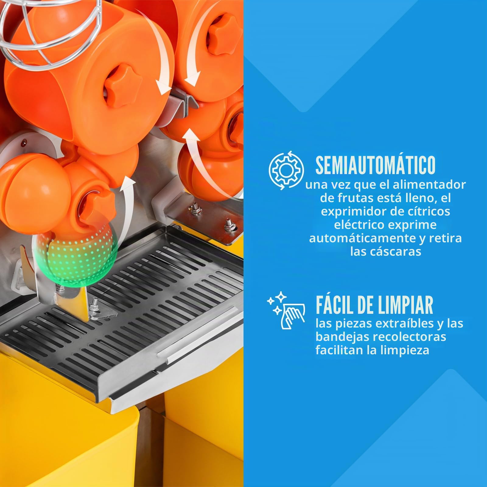 Royal Catering Exprimidor de naranjas eléctrico semiautomático 120 W 20 naranjas/min - Royal Catering Exprimidora eléctrica Exprimidor de cítricos Prensa para naranjas Prensa para zumo