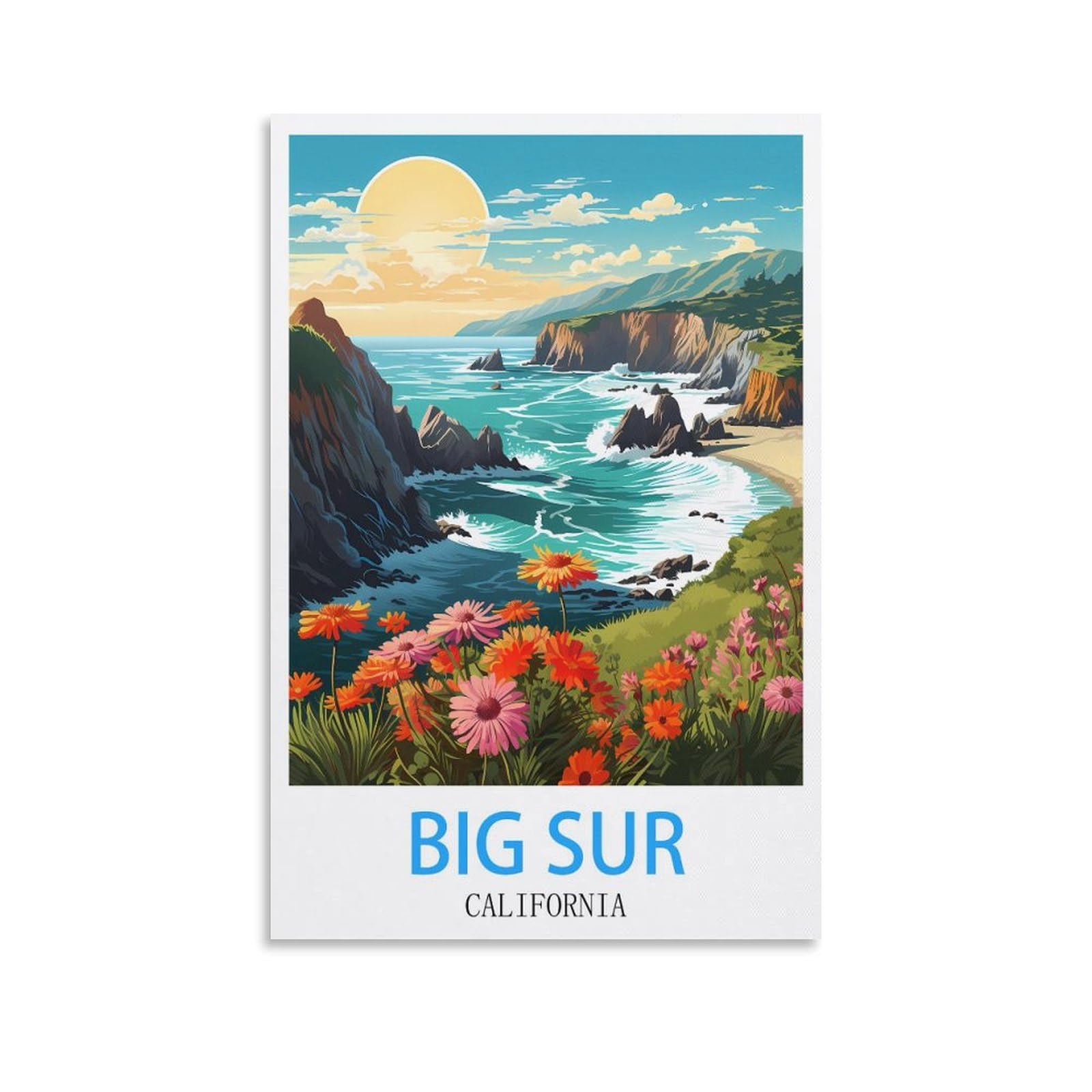 Metal Tin Sign,Big Sur California,Vintage Bar Club Cave Home Kitchen Rustic Wall Art Decor Funny Sign 30x30cm