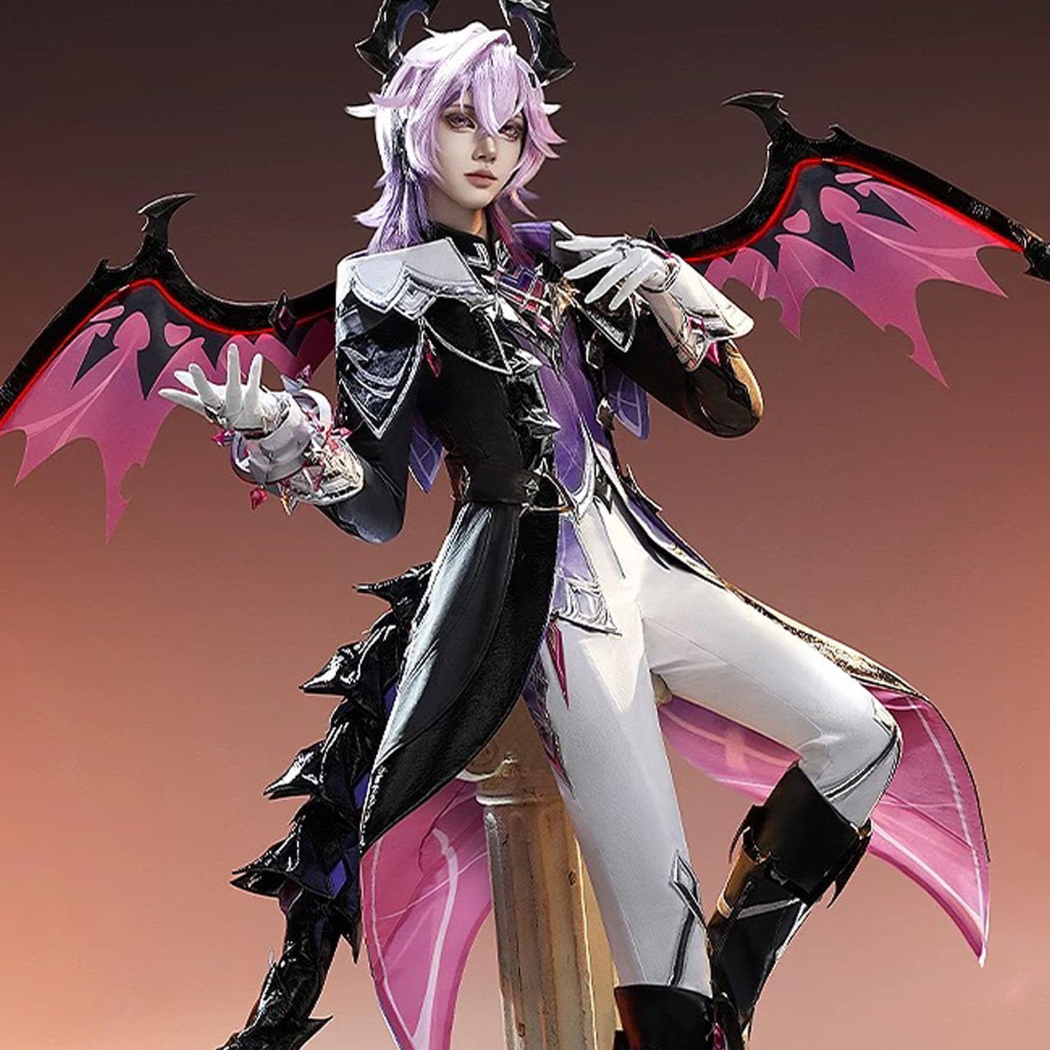 Spiel Charakter Durin Cosplay Kostüm Outfit Kinich Flins Rollenspiel Uniform Komplettes Set Halloween Party Karneval Dress Up Anzug mit Perücke Flügel Schwanz für Männer