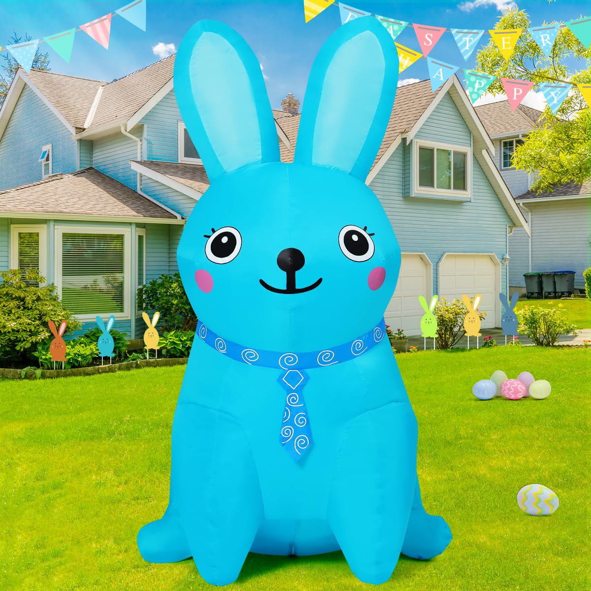 Balloon Inflatable Rabbit Blue Snapklik.com : GOOSH 5 FT Easter Inflatables Bunny Outdoor Decorations ...