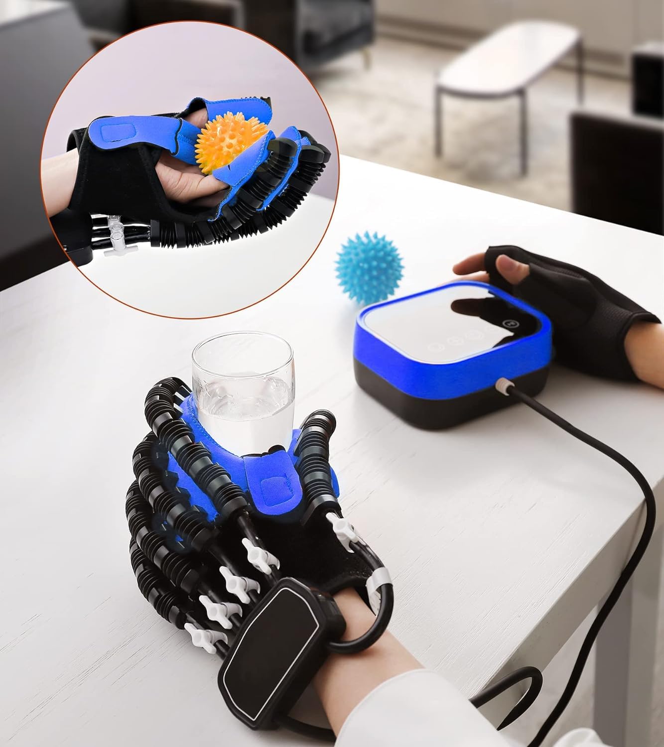 Guantes de Rehabilitación Robótica para Stroke Hemiplejia Mano Equipo de Recuperación, Guante de Mano Robótica para Parálisis de la Mano Espasticidad, Parálisis Cerebral Pacientes.