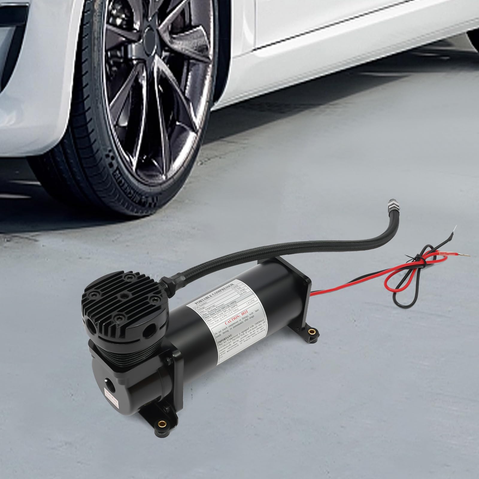 Sprężarka powietrza samochodowa, 12 V, 200 psi, przenośna sprężarka powietrza, pompka do opon samochodowych, vanów, ciężarówek, pontonów