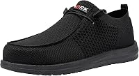 LARNMERN Men's Steel Toe Slip-On Loafers - Lightweight Breathable Safety Shoes for Work & Casual Wear