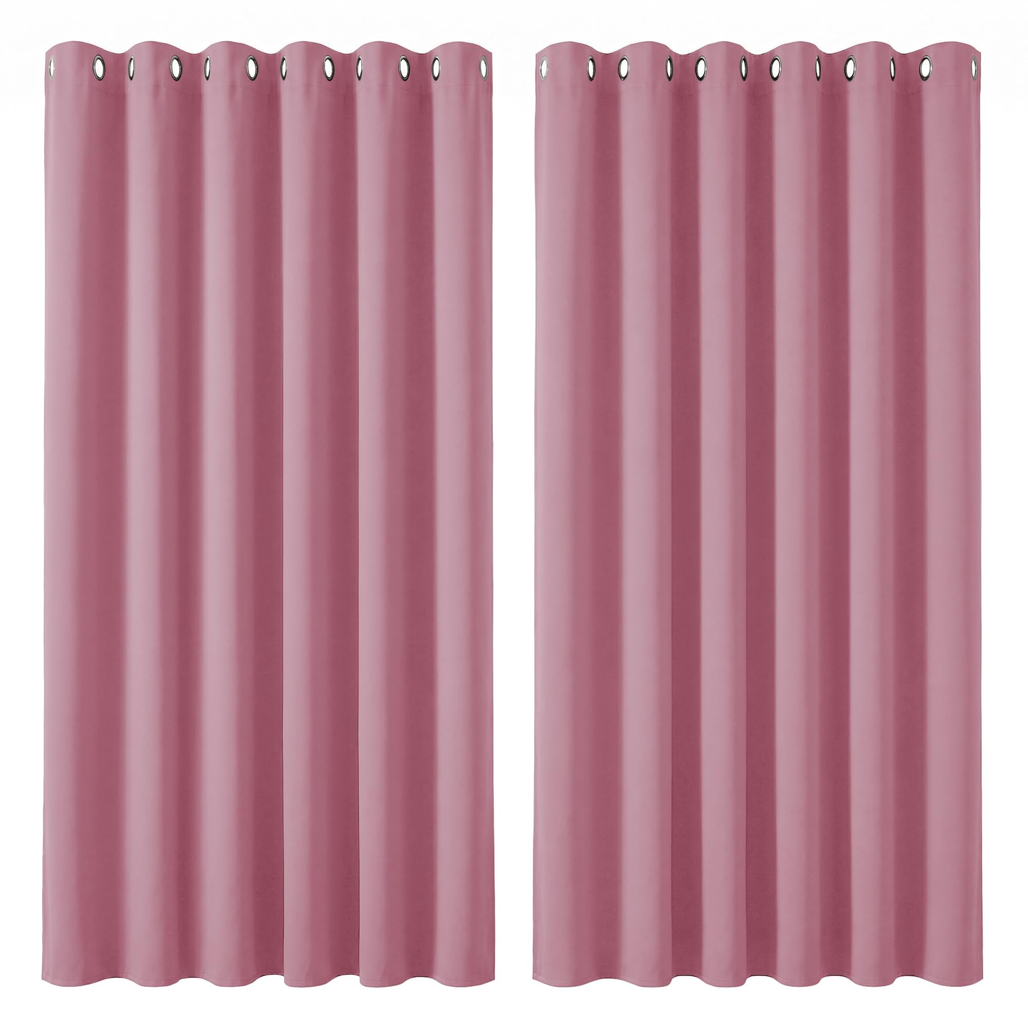 Deconovo Super Soft Solid Thermal Insulated Blackout Curtains, 90" Width x72 Drop, 1 Pair, Pink