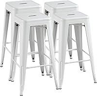 Vista 12 de Yaheetech Taburetes de bar de metal de 30 pulgadas, 4 taburetes de bar de altura de barra, sillas de bar apilables