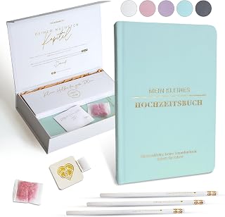 Mein kleines Hochzeitsbuch, Hochzeitsplaner Deutsch mit >190 Seiten, Wedding Planner, Hochzeitsplaner Buch, Verlobungsgeschenk für beide, Geschenk zur Verlobung und Hochzeit – Mint