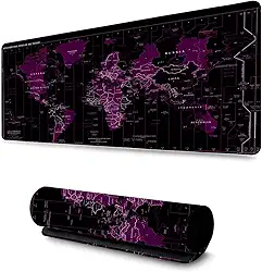 Mouse Pad Gamer Profissional Grande Confortavél Anti Derrapante 90x40 - Mapa Mundi Roxo