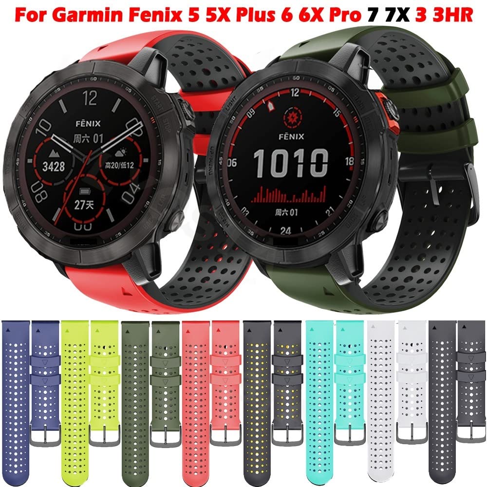 RORFFK 26 22MM Silicone Quick Release Watchband Strap For Garmin Fenix 7 7X Epix Smartwatch Easyfit Wrist Band Fenix 5 5X 6 6X Pro Belt(B,For Epix)