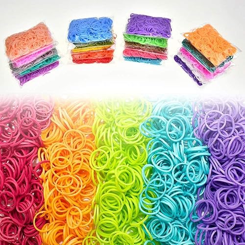 Miniatura 4 de Kit de recambio de bandas de goma de telar de 12750 piezas en 26 colores con 500 clips, 6 ganchos, kit de fabricación de pulseras de primera calidad