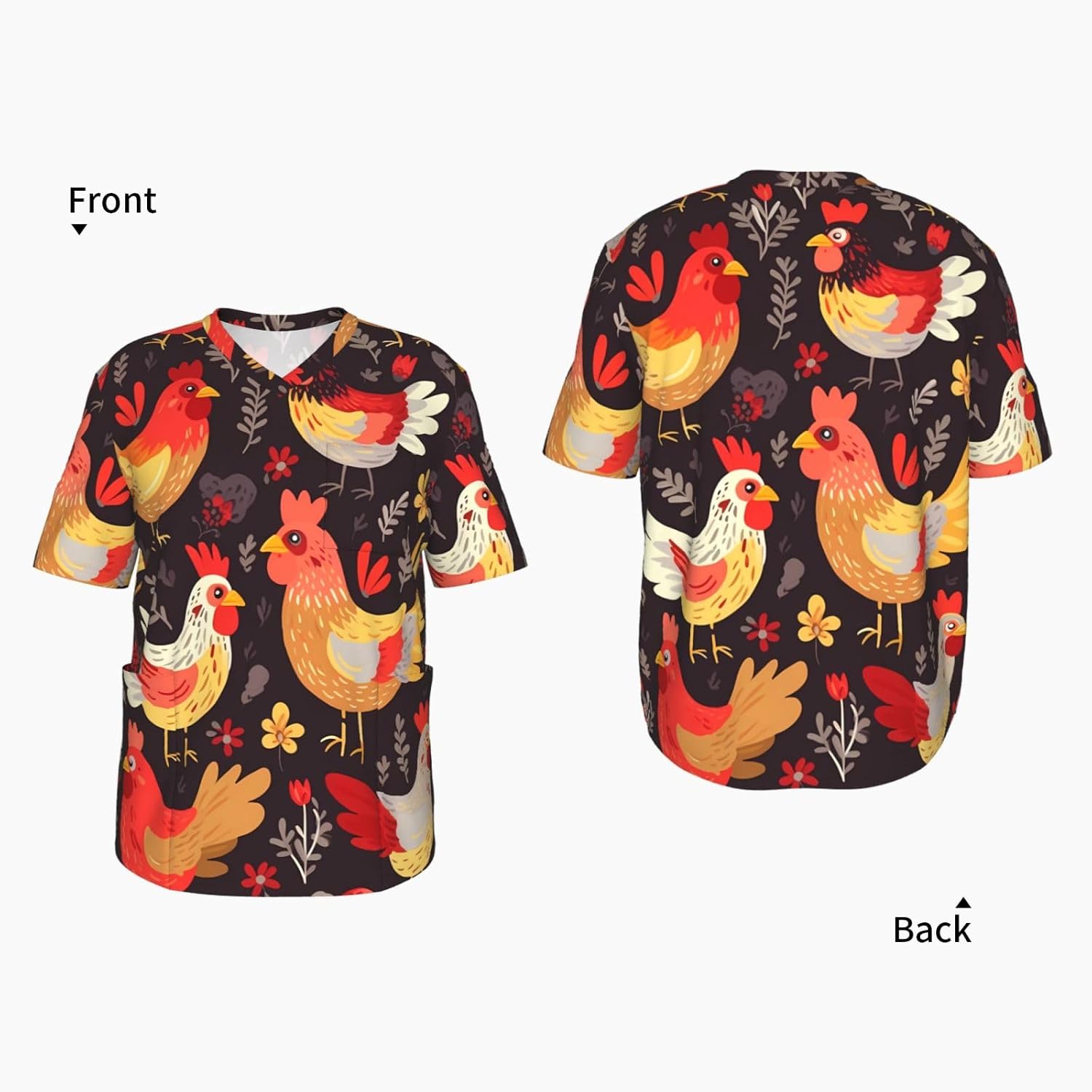 Professional Scrub Tops for Men, Classic V-Neck Workwear with 3 Pockets