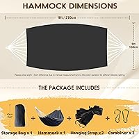 Vista 2 de Hamaca de algodón ANYOO, hamacas portátiles para campamento para colgar, hamacas de jardín resistentes, tela cómoda, con correas para árboles